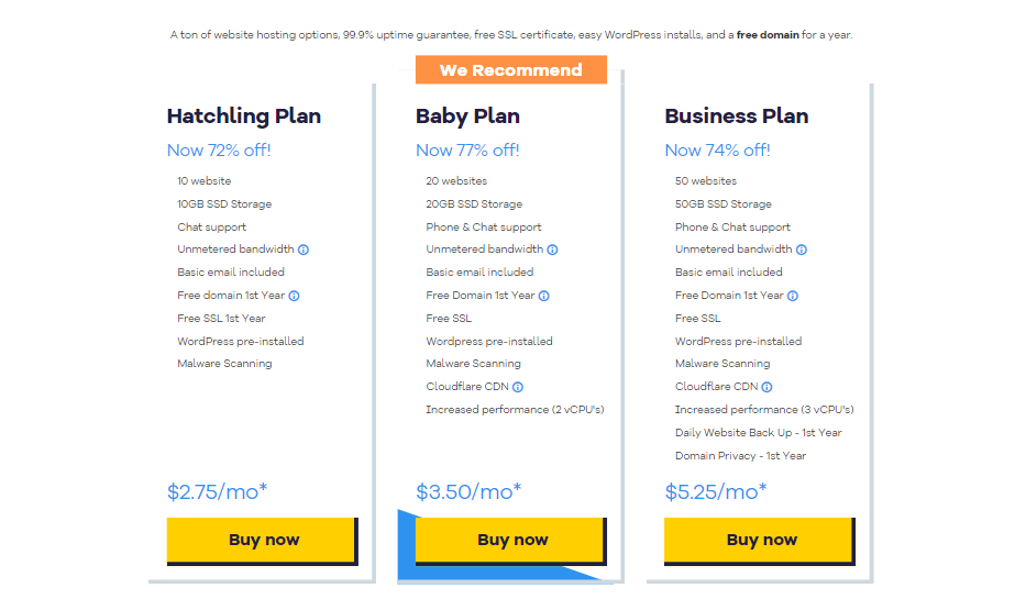 Hostgator hosting plans